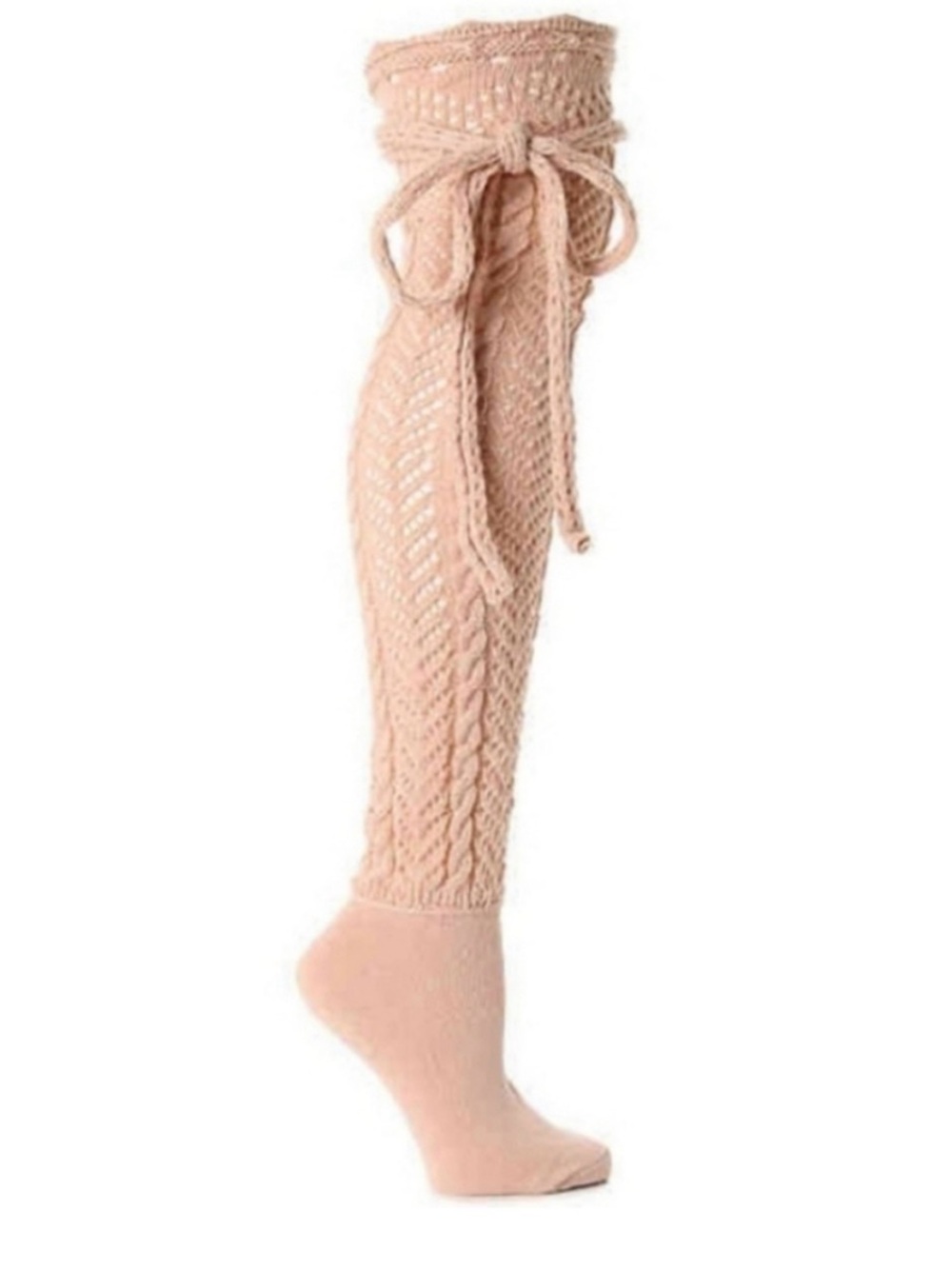 Over-the-Knee Tie-Top Socks in Blush Pink